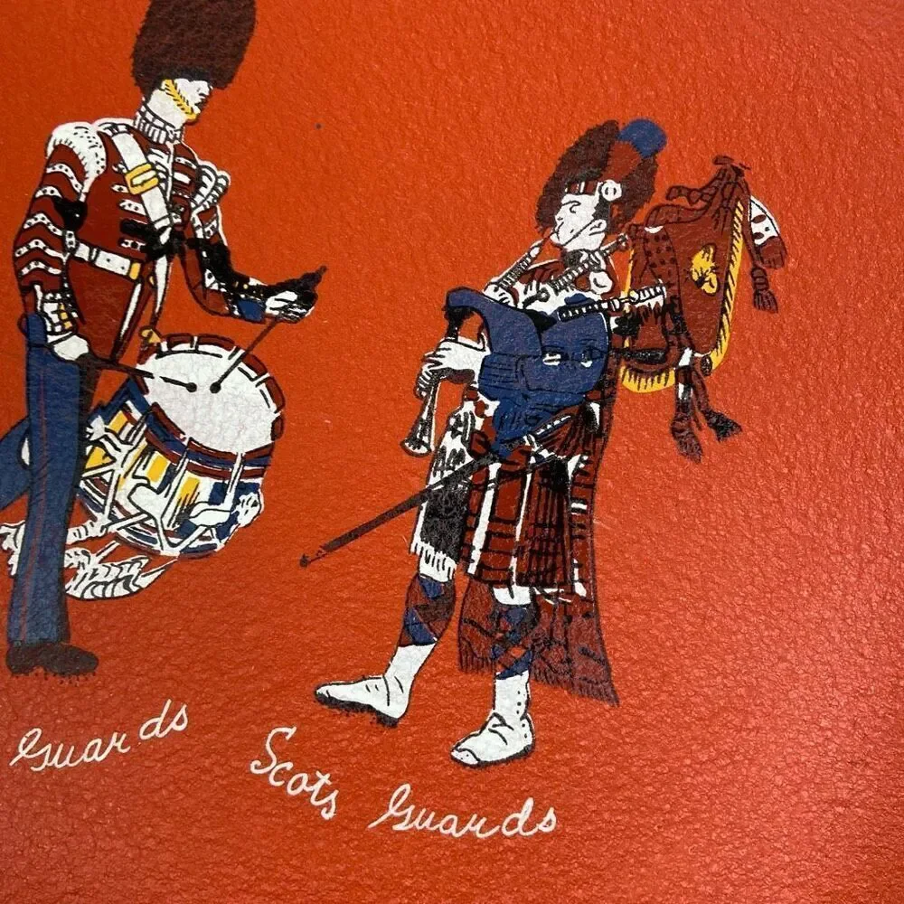 Chianti Vintage 3 Royal Guards Pattern Serving Pottery Tray Orange & Black